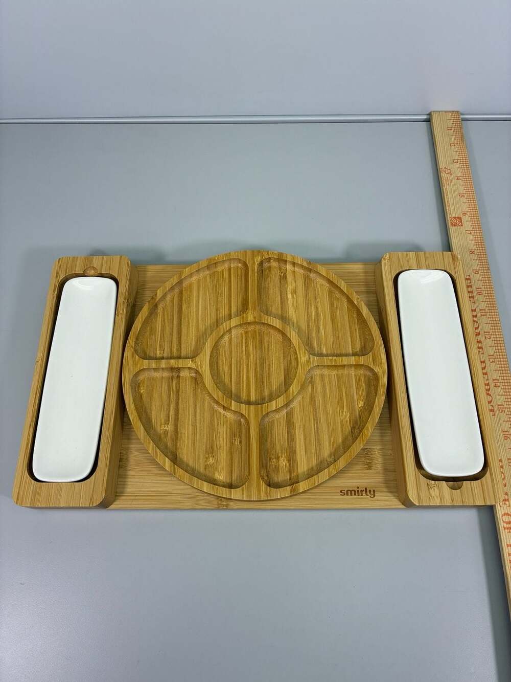 Smirly Bamboo Cheese Board and Serving Platter Set